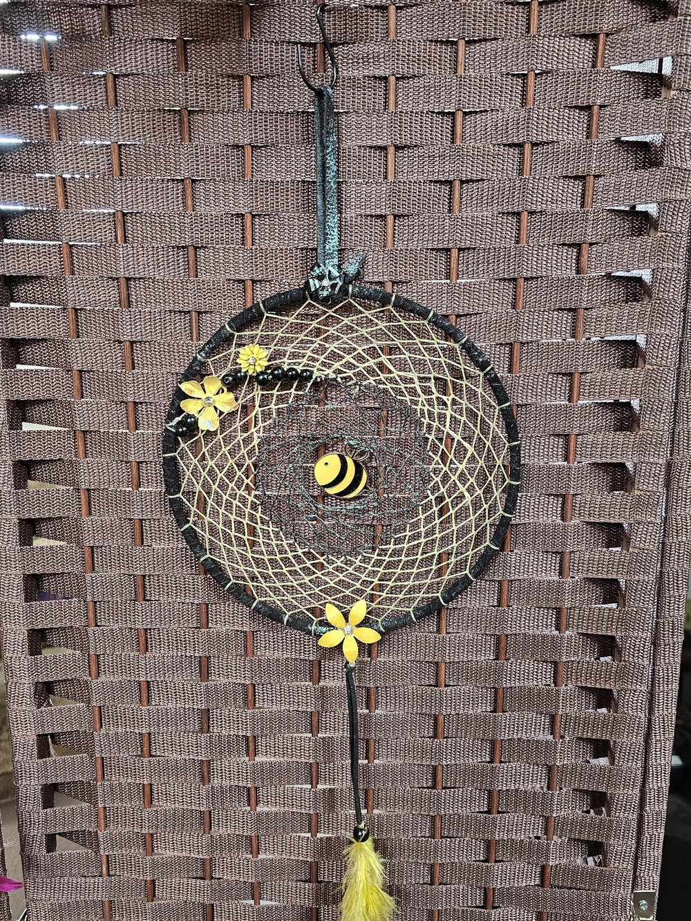 Handmade Yellow Bee Dreamcatcher Wall Decor